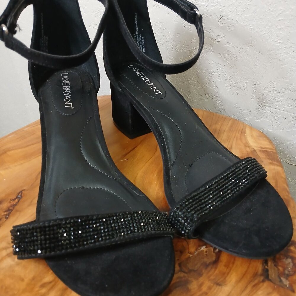 NWT Lane Bryant Dream Cloud Ankle Strap Open Toe 2" Block Heel size 8Wide